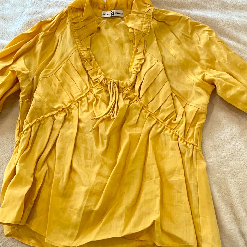 Unique taffeta top mustard yellow  MED